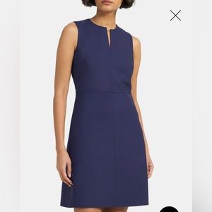 NWT Theory Split Front Dress in Stretch Wool Royal Blue Business Casual Size 00